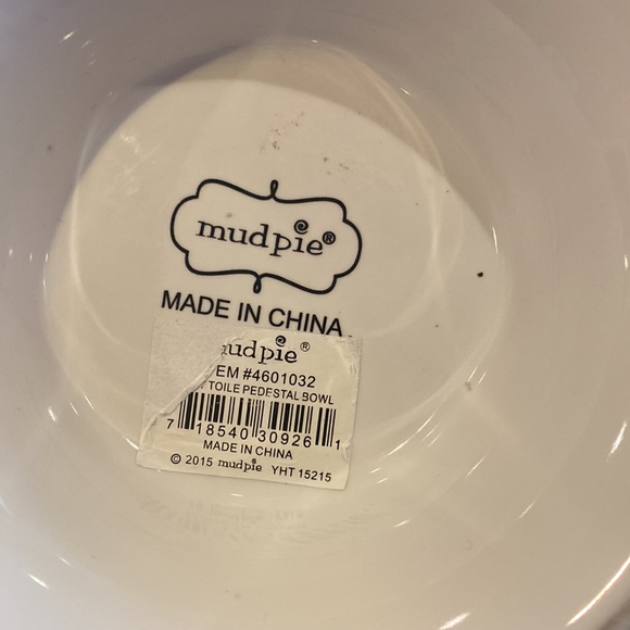 NWT Mud Pie Pedestal Bowl 10” Holly Toile Red White NEW - Picture 3 of 9